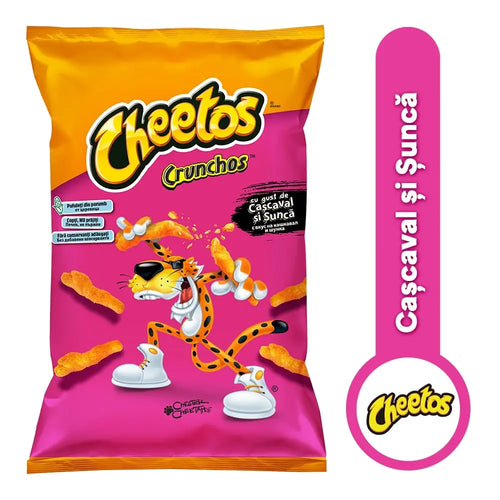 Cheetos Crunchos Ham and Cheese Romania 60g snack bag