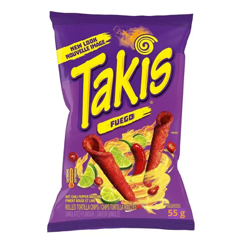 Takis Fuego hot chilli and lime 55g snack bag